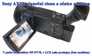 Sony AX53: sluneční clona s redukcí a gumová očnice
