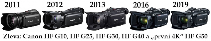 Posloupnost Videokamer Canon HF G10 až HF G50...