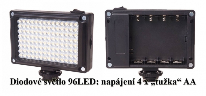 Světlo s 96ti LED-diodami a výměnnými krytkami...