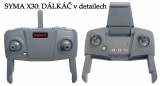 Dálkový ovladač dronu SYMA X30 ve dvou detailech...